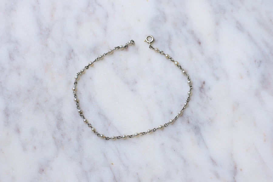Art Deco bracelet platinum and fine pearls, Circa 1920 - Galerie Pénélope