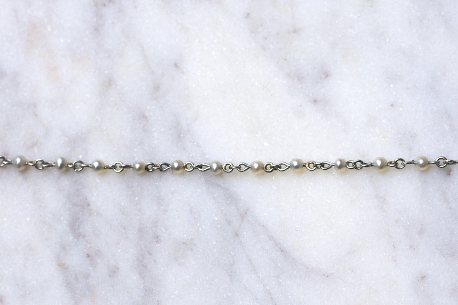 Art Deco bracelet platinum and fine pearls, Circa 1920 - Galerie Pénélope