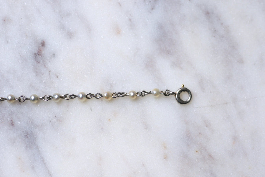 Art Deco bracelet platinum and fine pearls, Circa 1920 - Galerie Pénélope