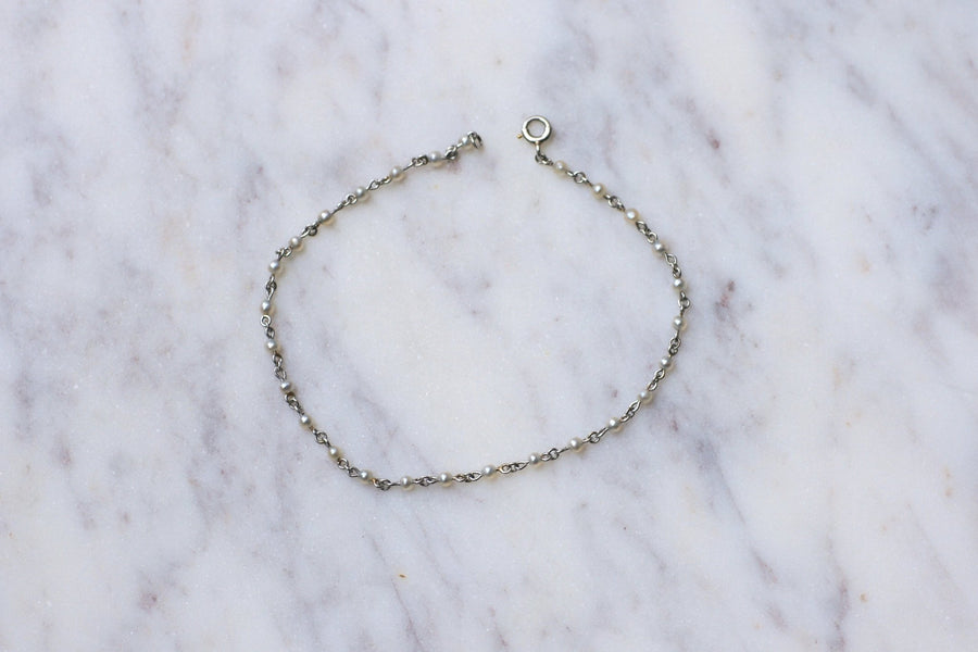 Art Deco bracelet platinum and fine pearls, Circa 1920 - Galerie Pénélope