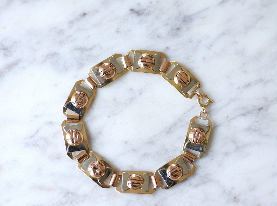 Art Deco Three Gold Bracelet - Penelope Gallery