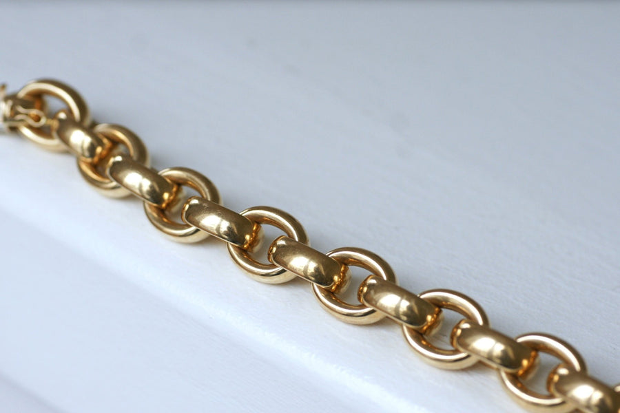 Big mesh bracelet with gold curb chain - Penelope Gallery
