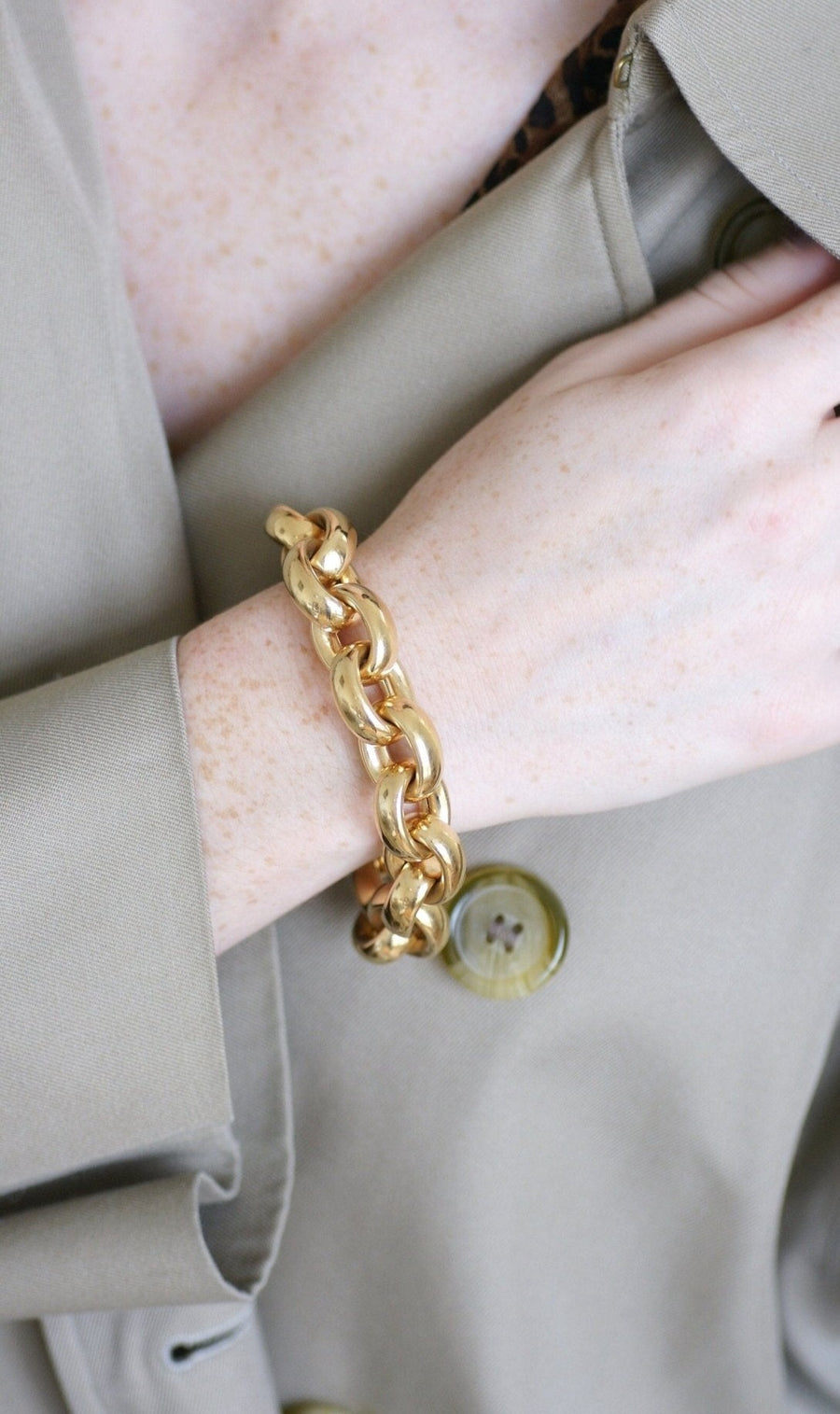 Big mesh bracelet with gold curb chain - Penelope Gallery