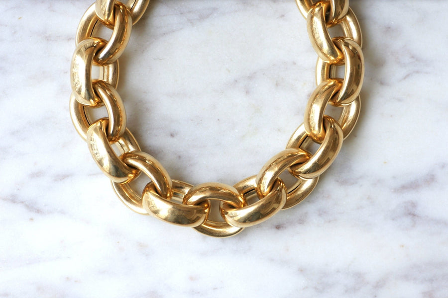 Big mesh bracelet with gold curb chain - Penelope Gallery