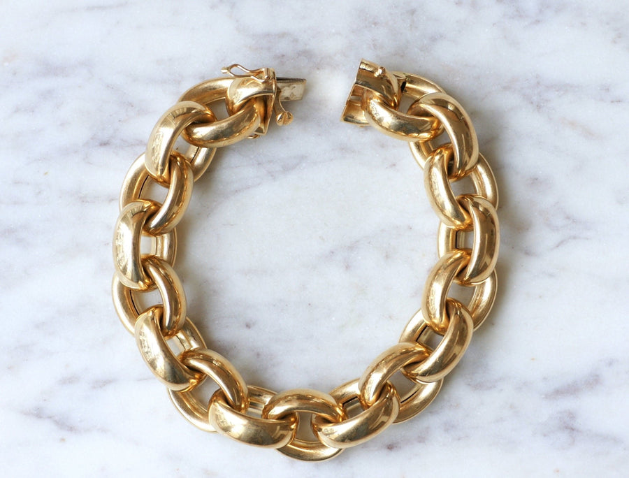 Big mesh bracelet with gold curb chain - Penelope Gallery