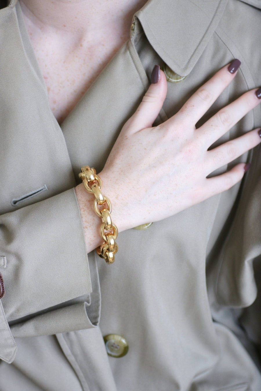 Big mesh bracelet with gold curb chain - Penelope Gallery