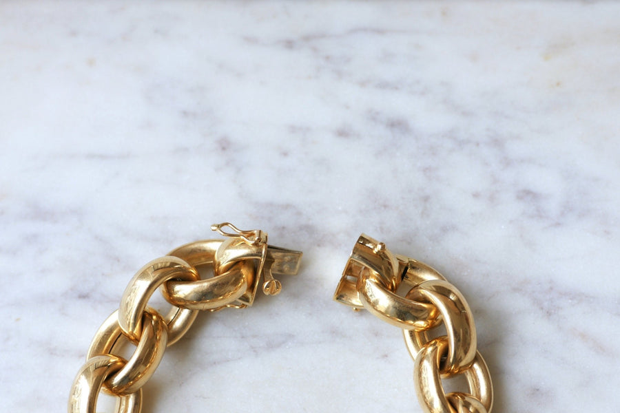 Big mesh bracelet with gold curb chain - Penelope Gallery
