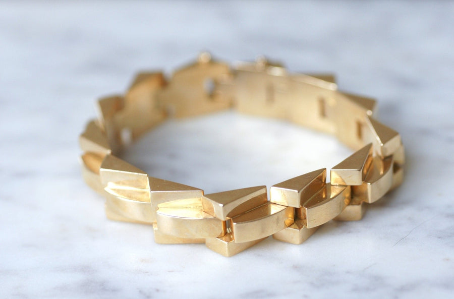 Yellow gold tank bracelet - Penelope Gallery