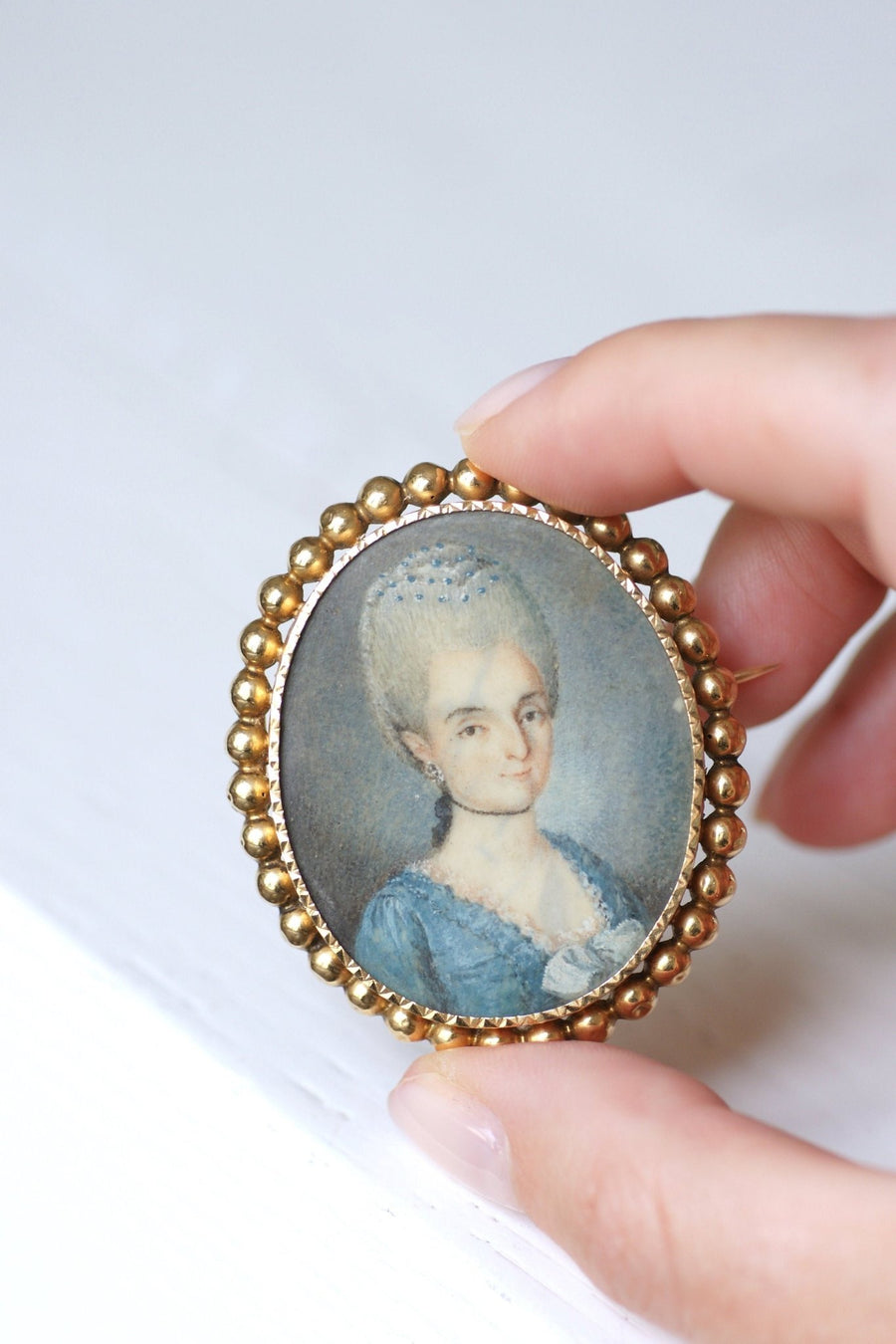 Antique gold brooch and miniature portrait - Penelope Gallery