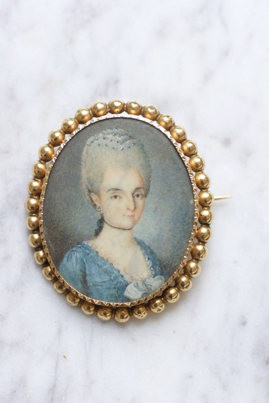 Antique gold brooch and miniature portrait - Penelope Gallery