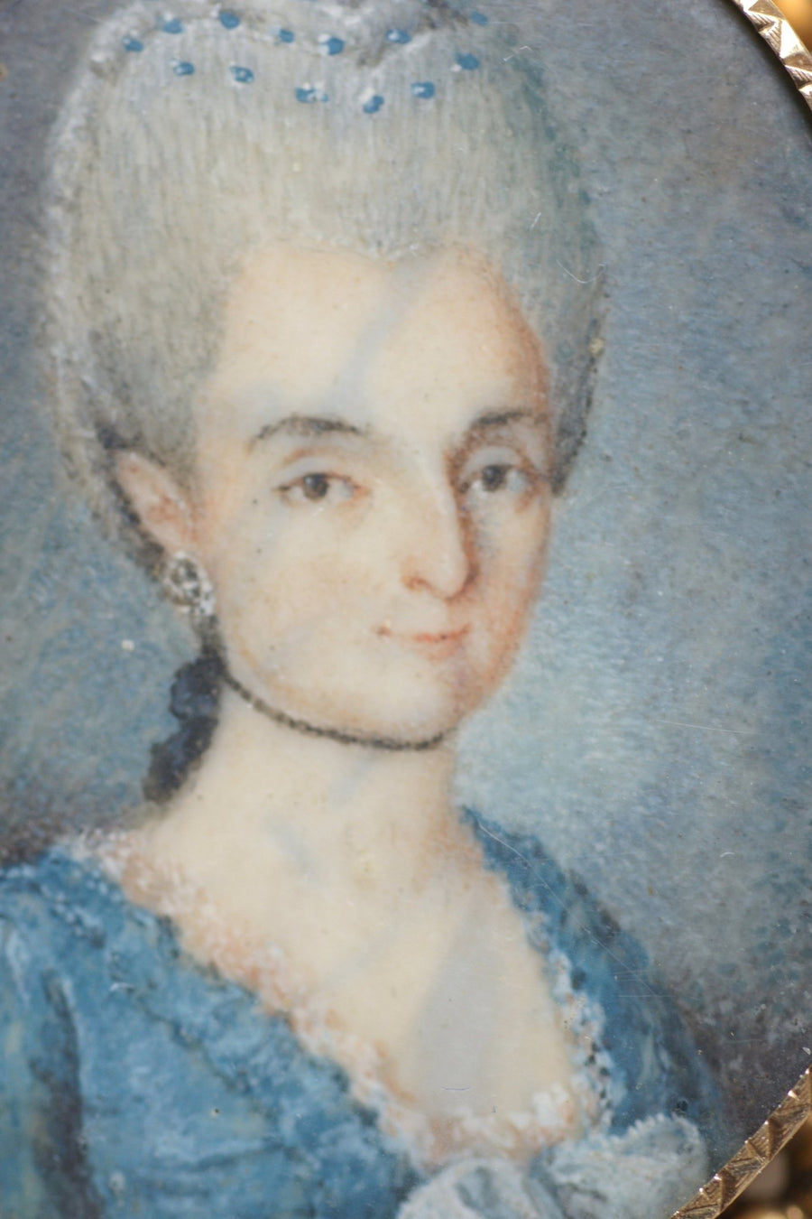 Antique gold brooch and miniature portrait - Penelope Gallery