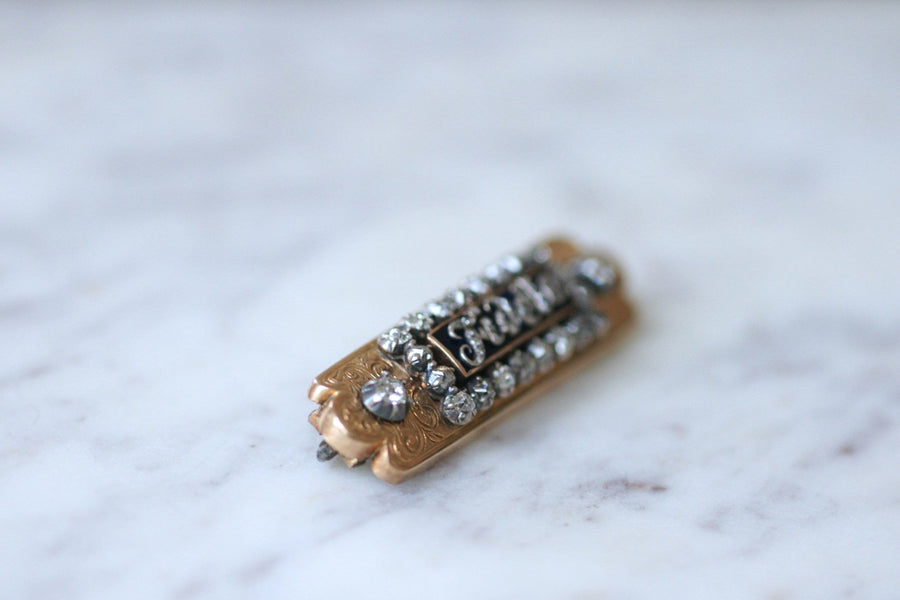 Antique "Fidèle" Brooch, Pink Gold and Diamonds - Penelope Gallery