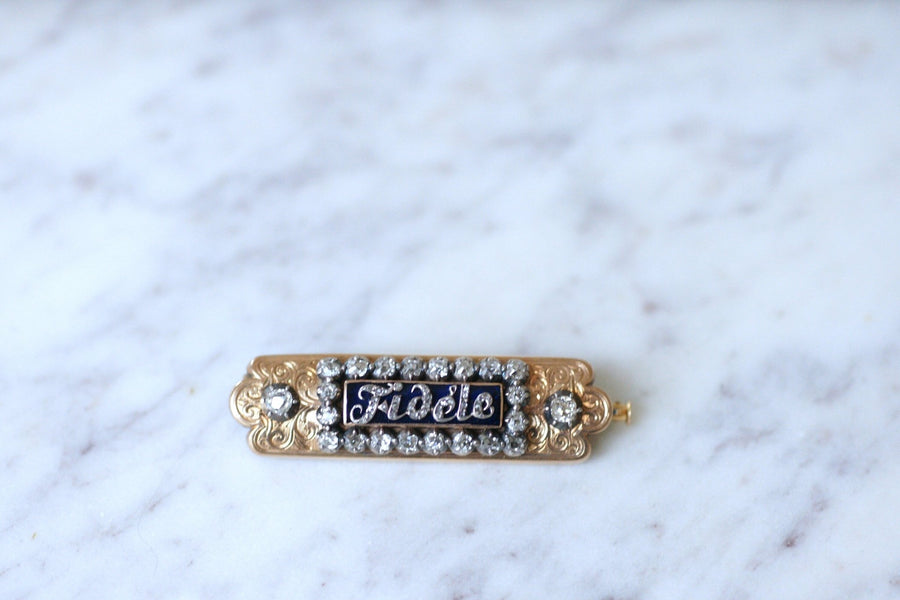 Antique "Fidèle" Brooch, Pink Gold and Diamonds - Penelope Gallery