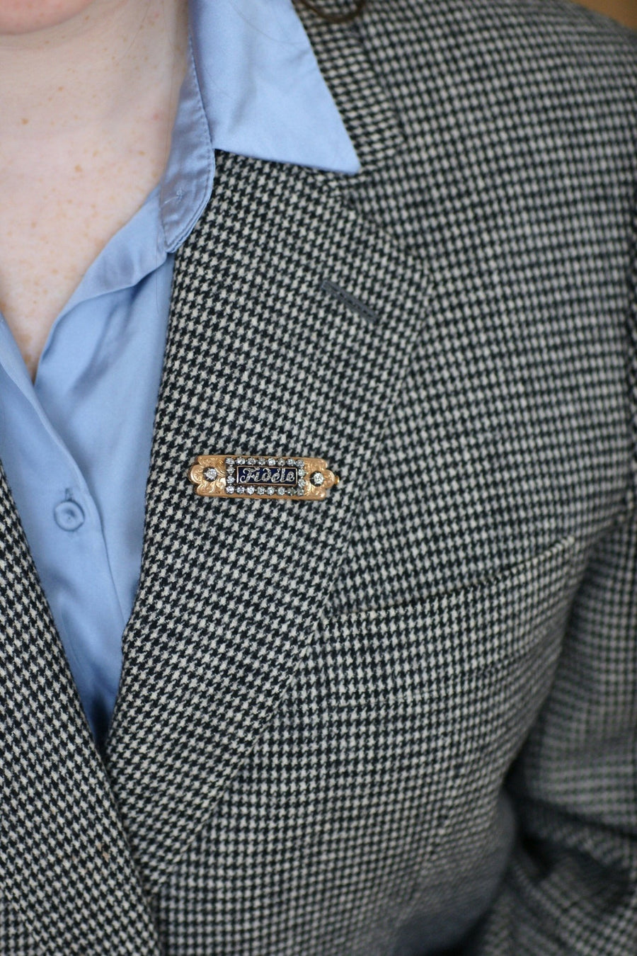 Antique "Fidèle" Brooch, Pink Gold and Diamonds - Penelope Gallery