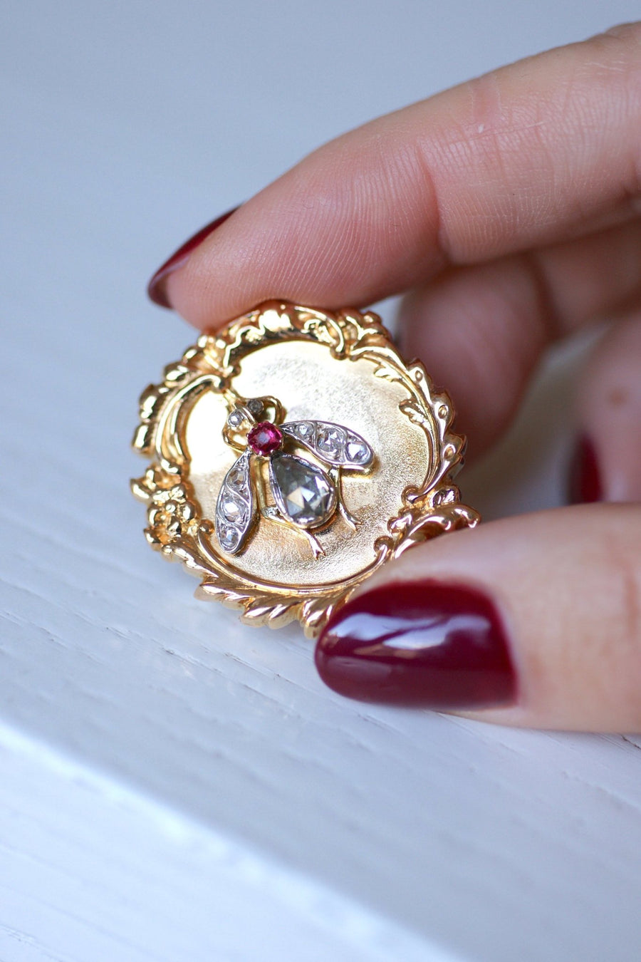 Antique Victorian brooch in gold and diamond fly - Galerie Pénélope