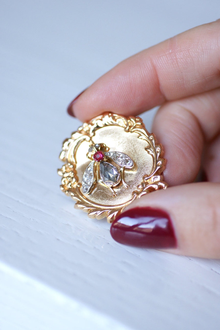 Antique Victorian brooch in gold and diamond fly - Galerie Pénélope