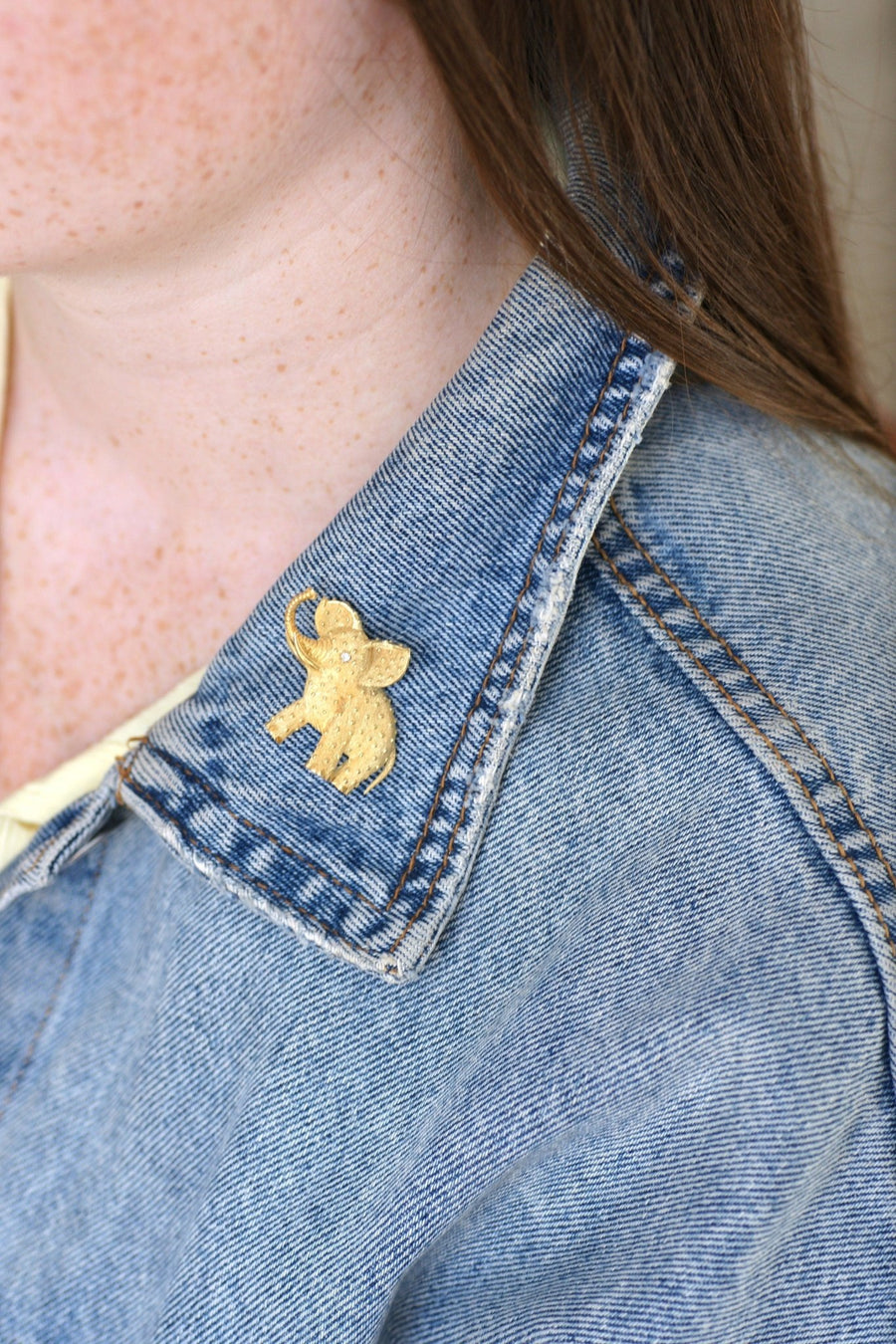Vintage gold elephant brooch - Penelope Gallery