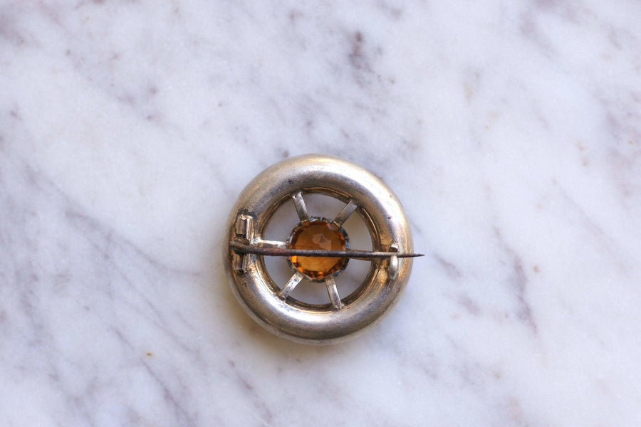 Round Scottish antique citrine, jasper and agate brooch - Penelope Gallery
