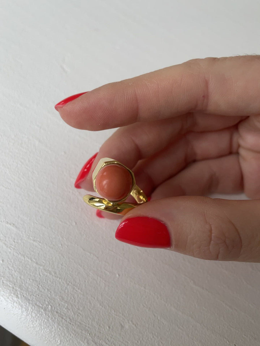 Gold and coral ring