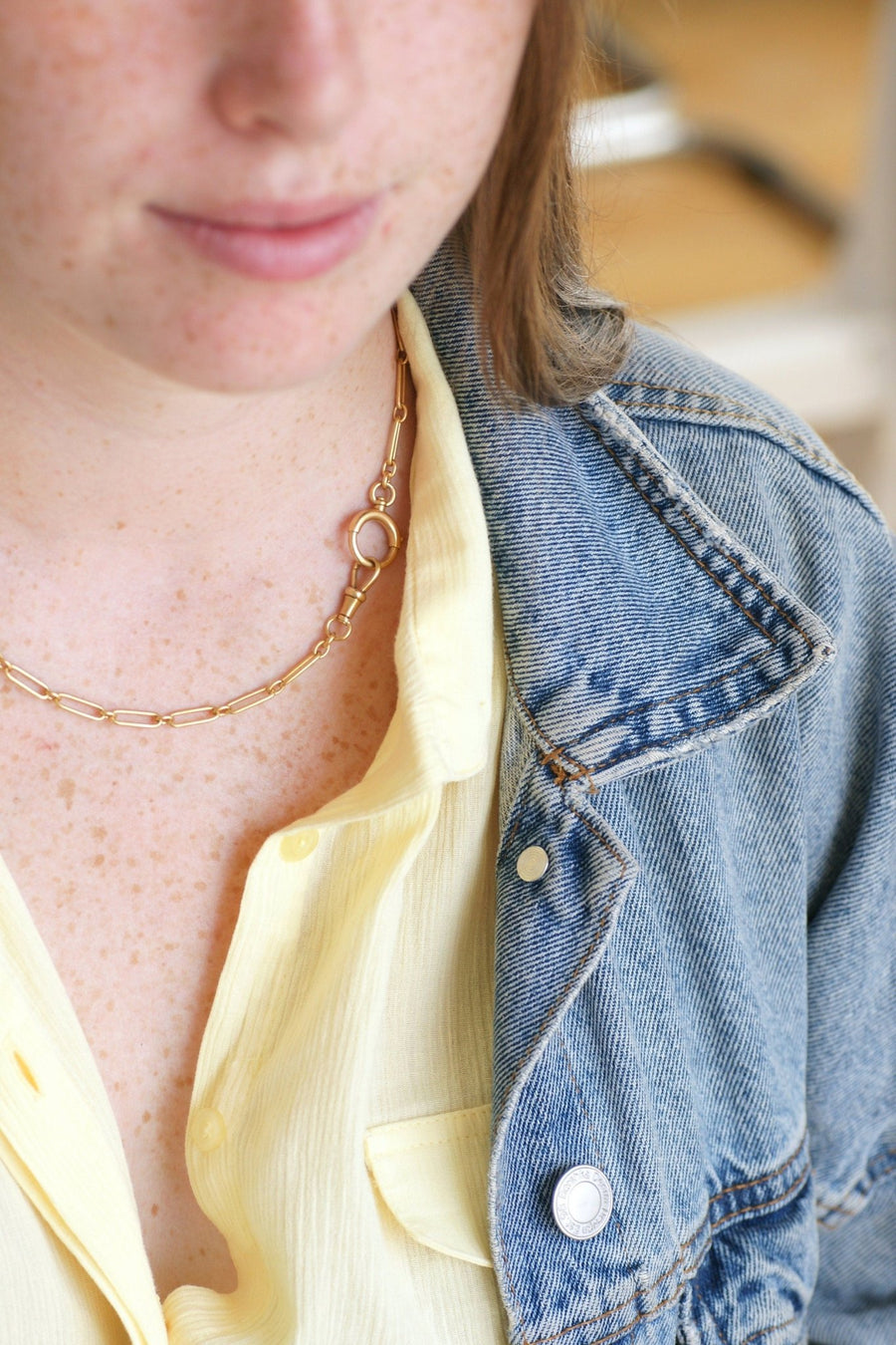 Antique yellow gold rectangle chain - Penelope Gallery