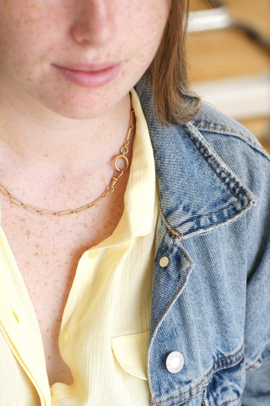 Antique yellow gold rectangle chain - Penelope Gallery