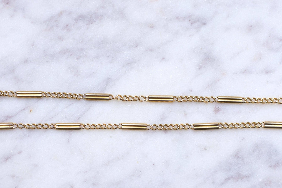 Antique yellow gold baton link watch chain - Galerie Pénélope