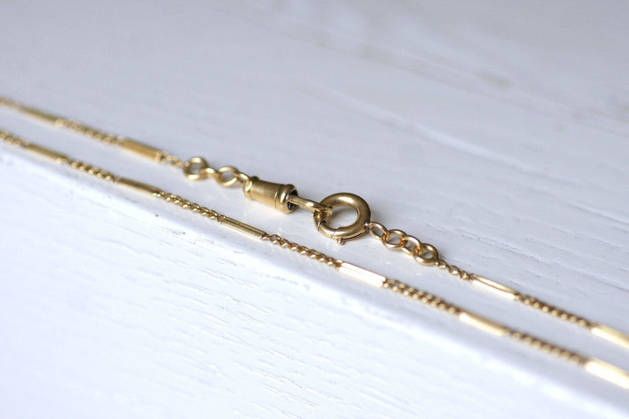 Antique yellow gold baton link watch chain - Galerie Pénélope