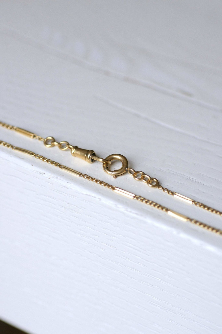 Antique yellow gold baton link watch chain - Galerie Pénélope
