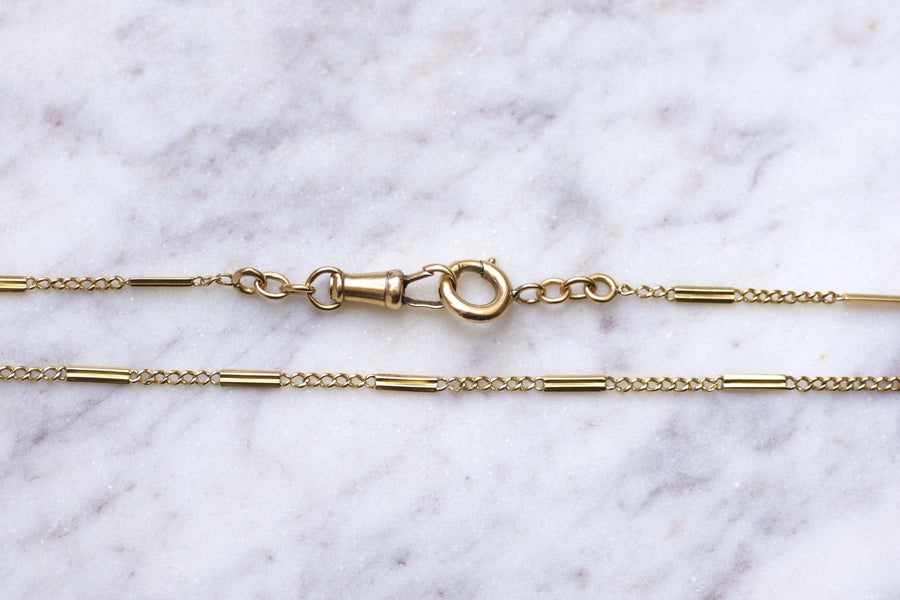Antique yellow gold baton link watch chain - Galerie Pénélope