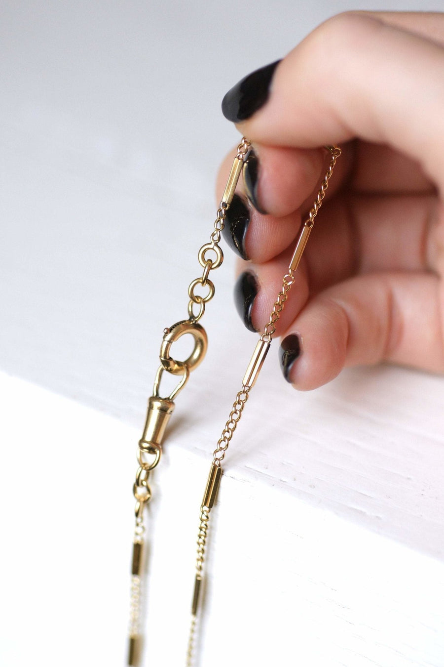 Antique yellow gold baton link watch chain - Galerie Pénélope