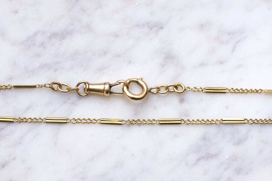 Antique yellow gold baton link watch chain - Galerie Pénélope
