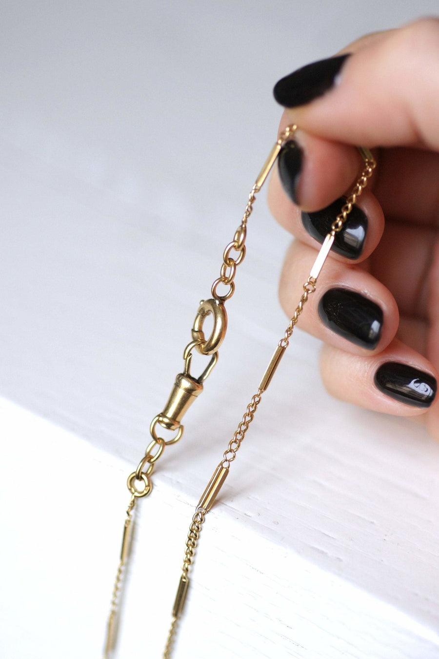 Antique yellow gold baton link watch chain - Galerie Pénélope
