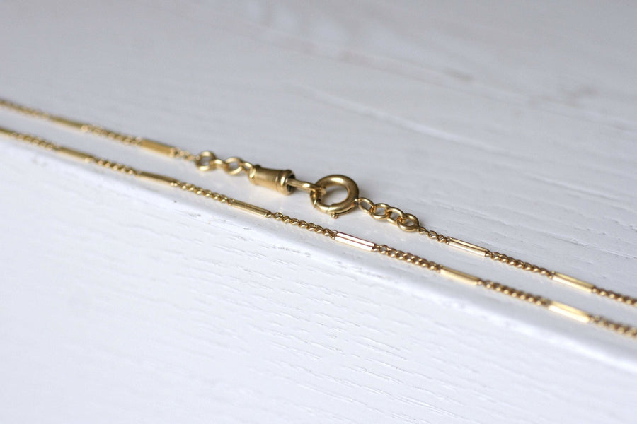 Antique yellow gold baton link watch chain - Galerie Pénélope