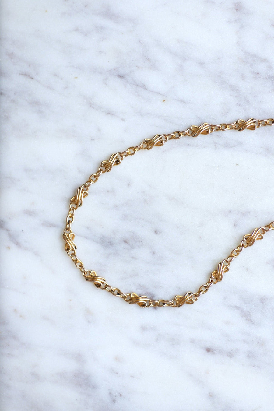 Antique watch chain, twisted link in pink gold - Penelope Gallery