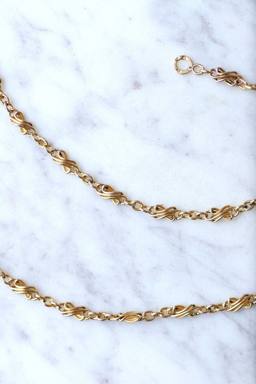 Antique watch chain, twisted link in pink gold - Penelope Gallery