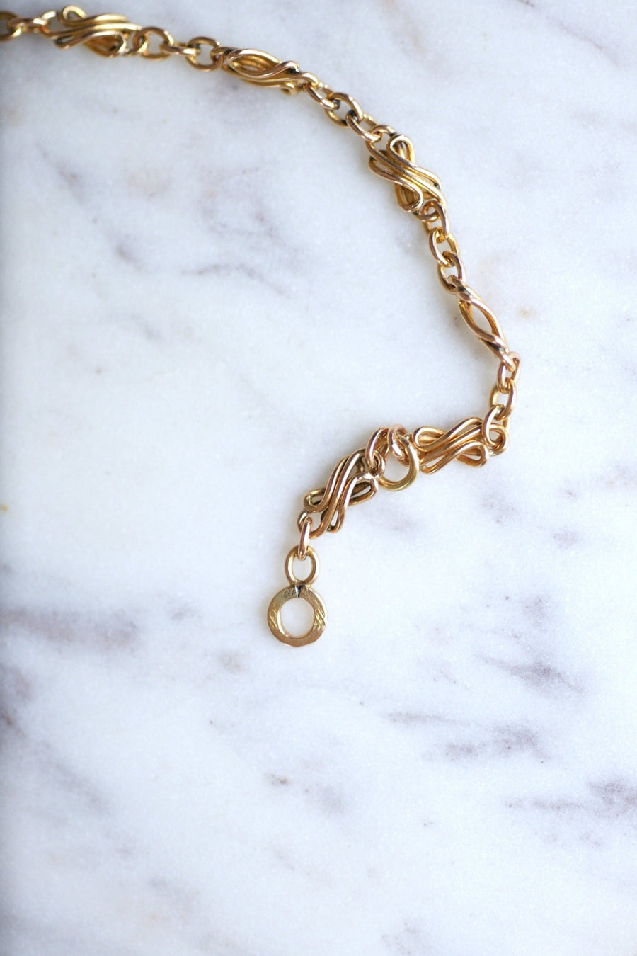 Antique watch chain, twisted link in pink gold - Penelope Gallery