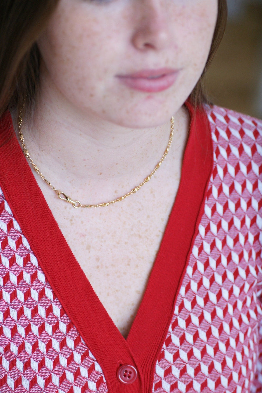 Antique watch chain, twisted link in pink gold - Penelope Gallery