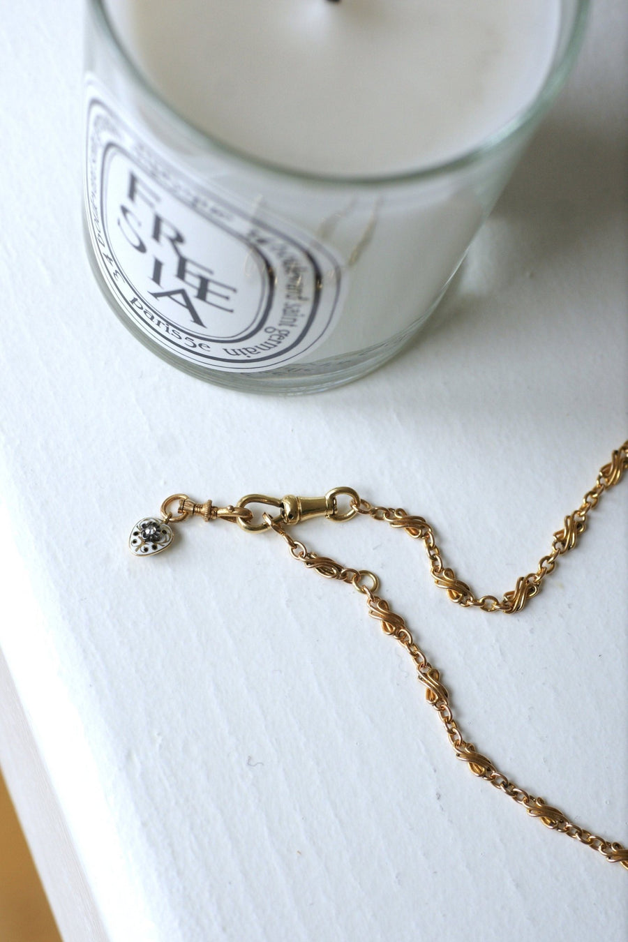 Antique watch chain, twisted link in pink gold - Penelope Gallery