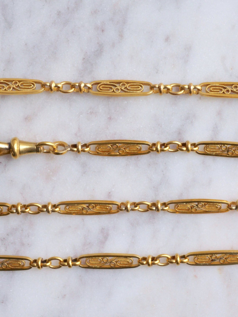 Antique watch chain, gold sautoir - Penelope Gallery