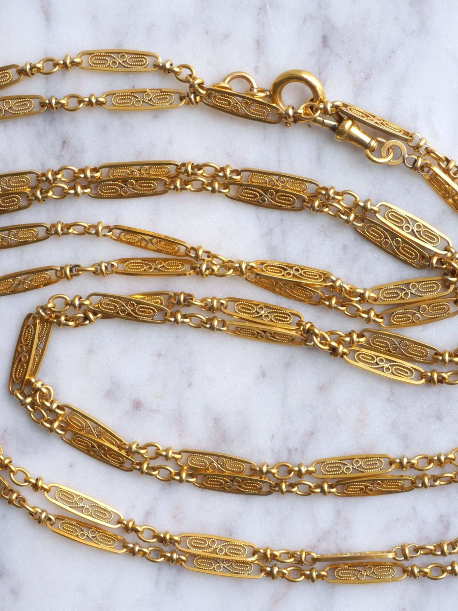 Antique watch chain, gold sautoir - Penelope Gallery