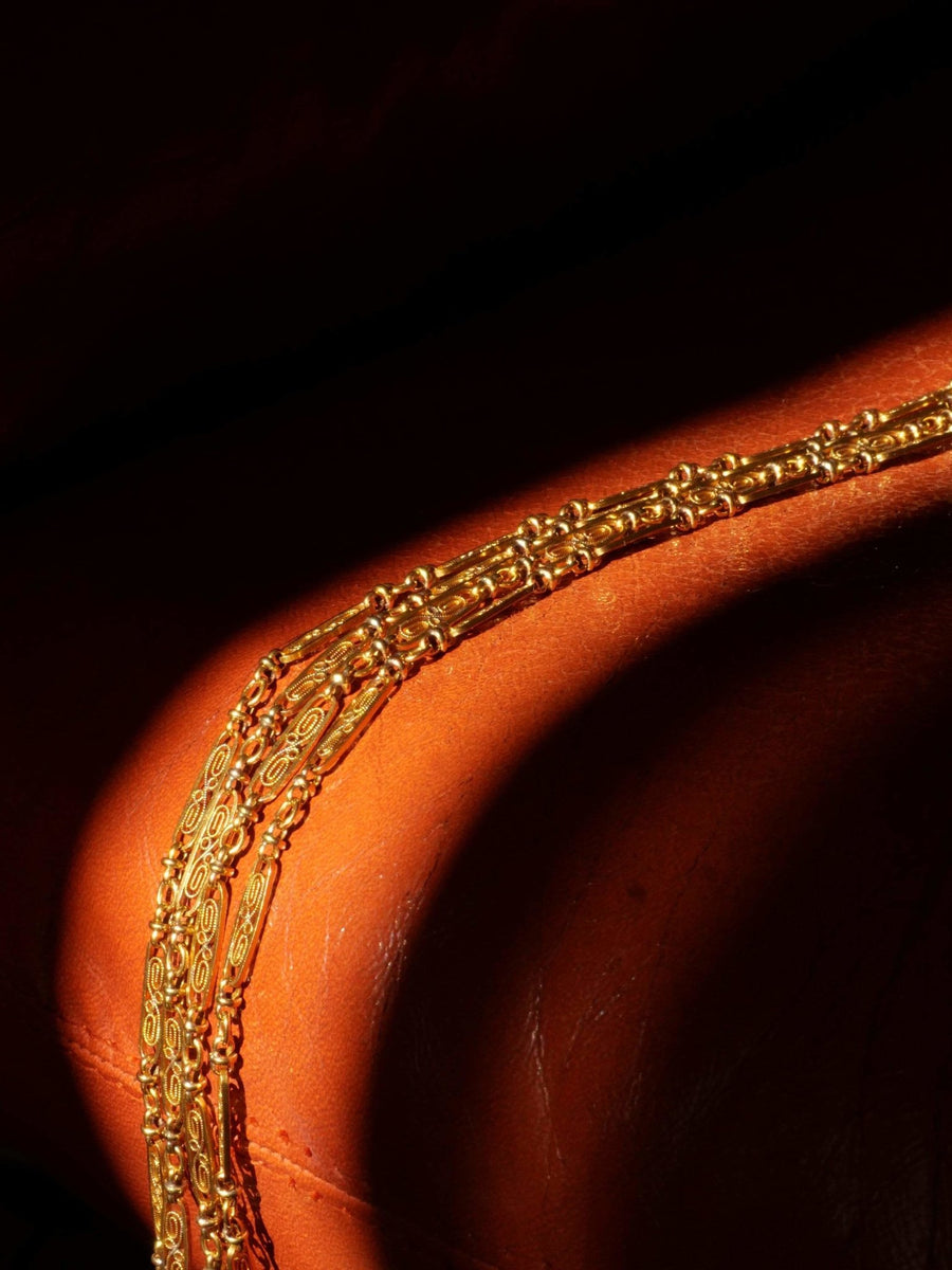 Antique watch chain, gold sautoir - Penelope Gallery