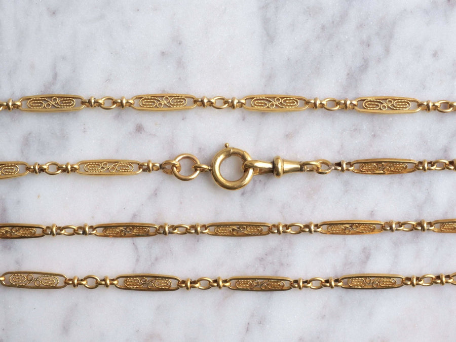 Antique watch chain, gold sautoir - Penelope Gallery