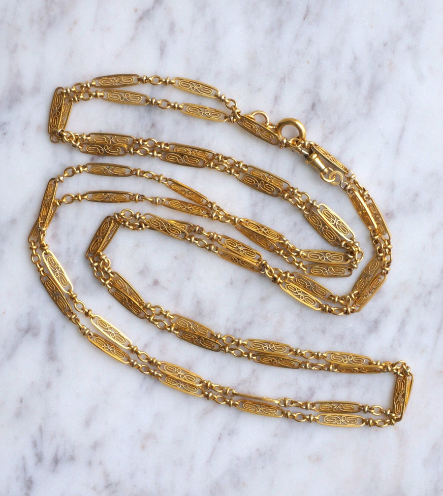 Antique watch chain, gold sautoir - Penelope Gallery