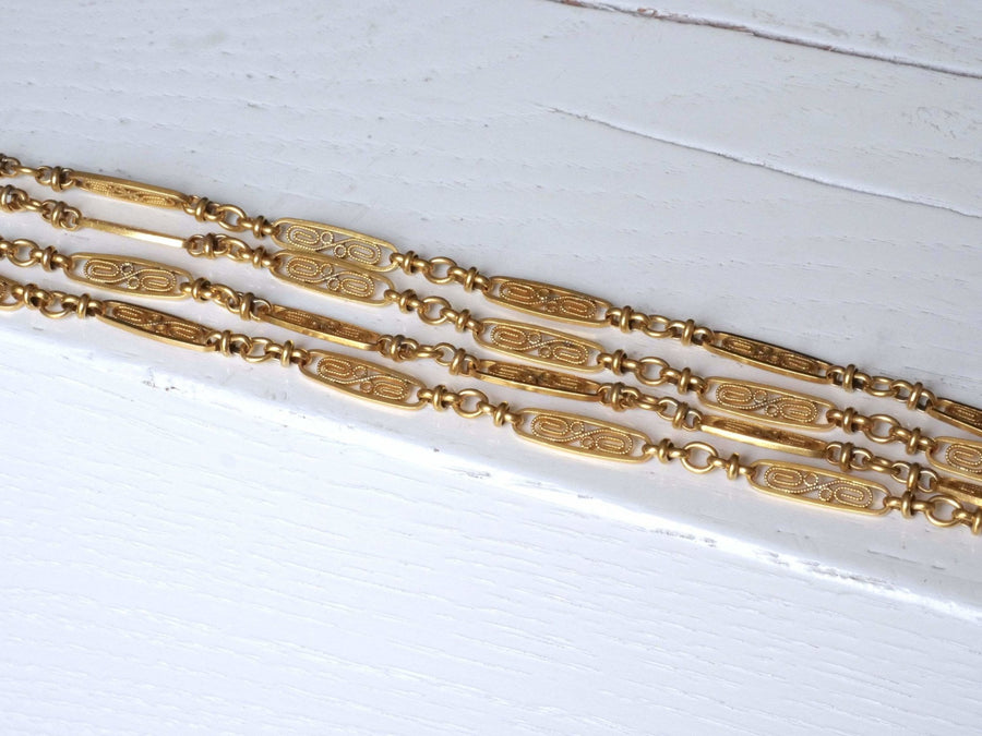 Antique watch chain, gold sautoir - Penelope Gallery