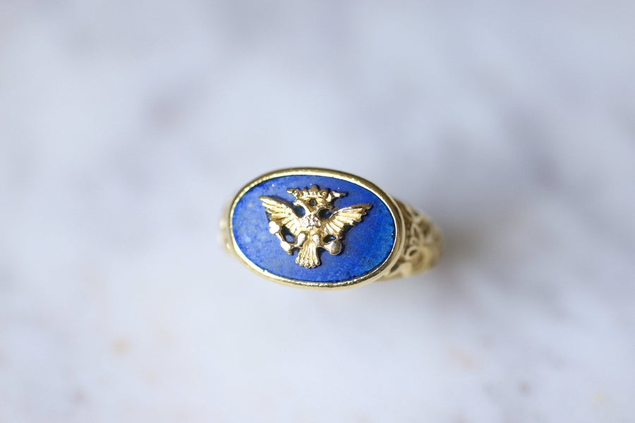 Russian Masonic Knight with two heads in gold and lapis lazuli - Penelope Gallery