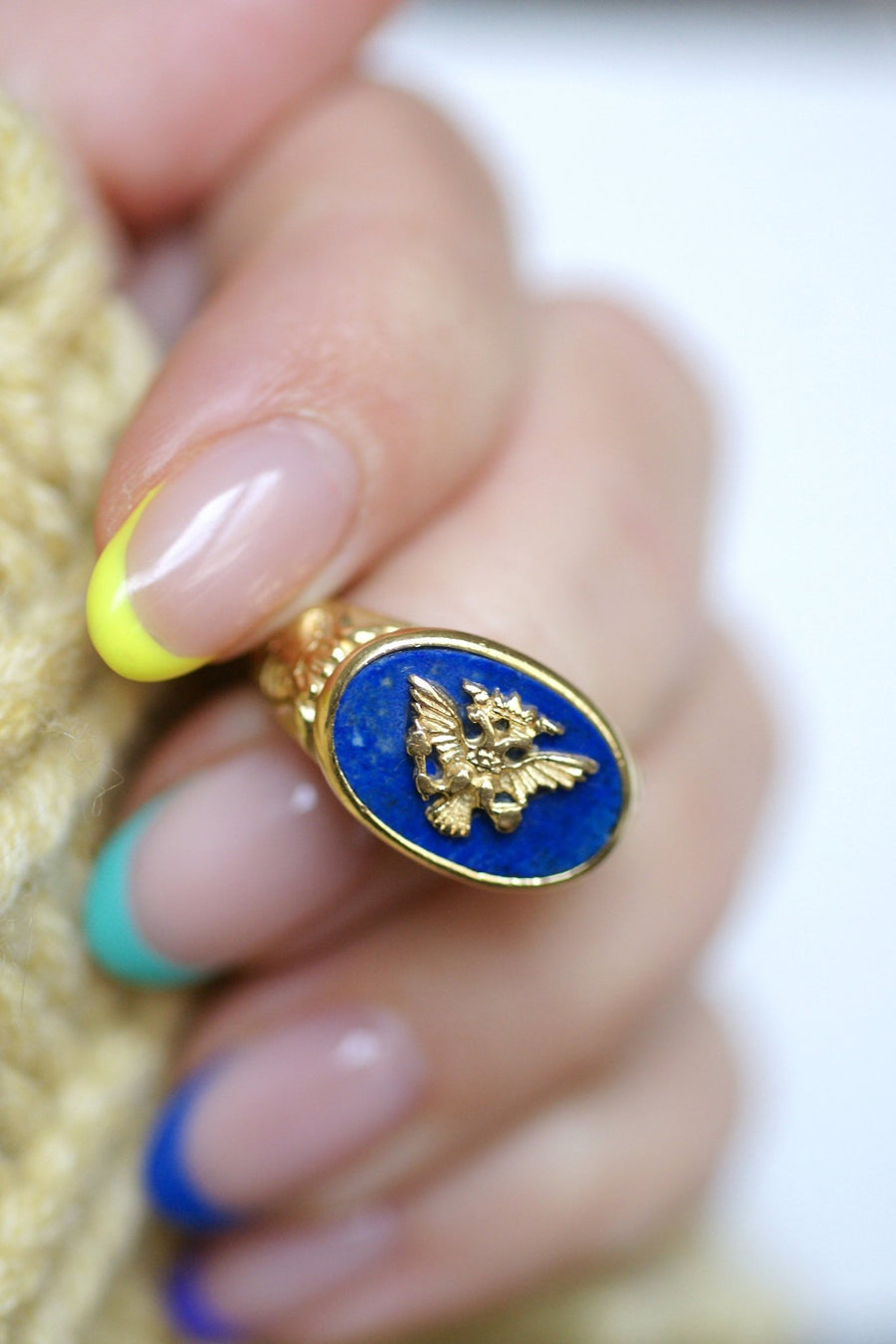 Russian Masonic Knight with two heads in gold and lapis lazuli - Penelope Gallery