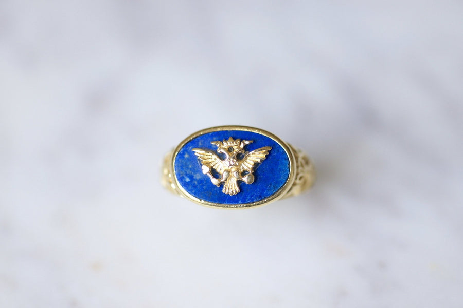 Russian Masonic Knight with two heads in gold and lapis lazuli - Penelope Gallery