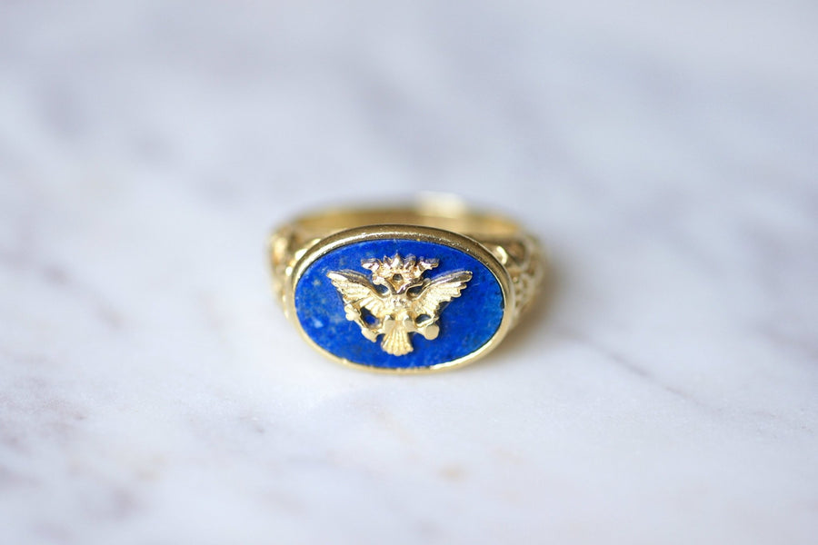 Russian Masonic Knight with two heads in gold and lapis lazuli - Penelope Gallery