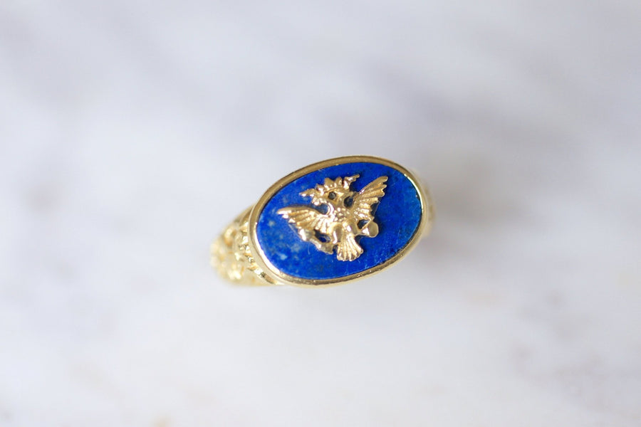 Russian Masonic Knight with two heads in gold and lapis lazuli - Penelope Gallery