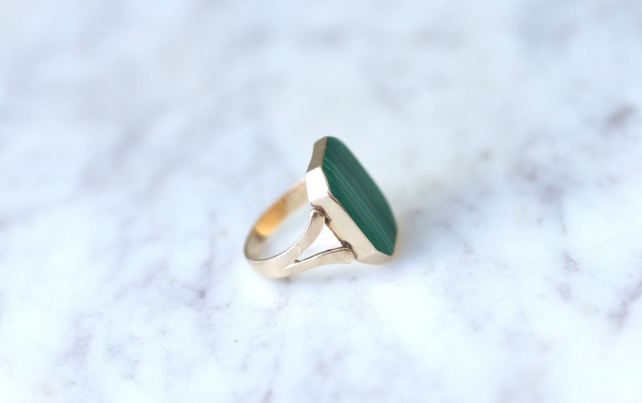 Rose gold and malachite signet ring - Penelope Gallery